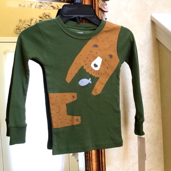 New toddler boys pajamas 2 piece set. Sz 4T. Bear design with soft flannel pants - Picture 2 of 9